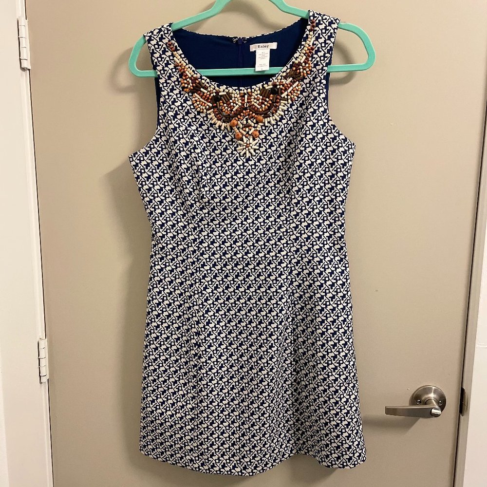 Esley Blue and White Beaded Dress